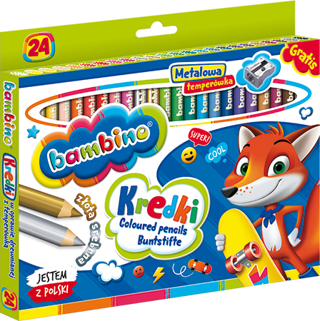 Kredki 24kol. Bambino w DREWNIE Majewski